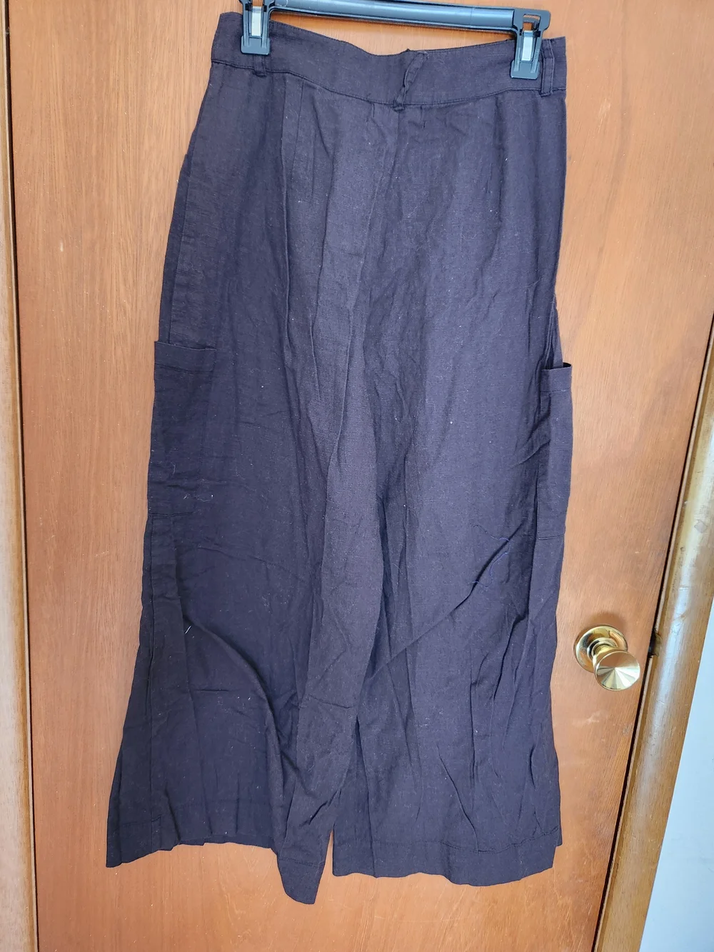 Urban Outfitters Black Wide-Leg Cargo Trousers 100% Cotton Size 2 W 27 L 37